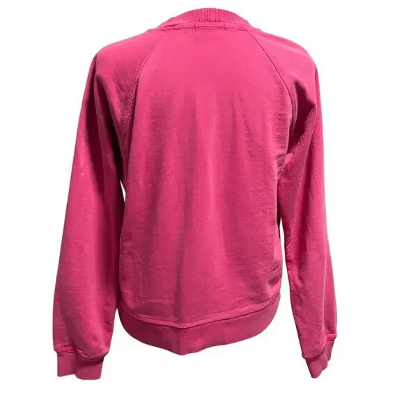 Monrow Women’s Size S Raglan Sweatshirt 100% Organic Cotton Pink - Picture 3 of 8